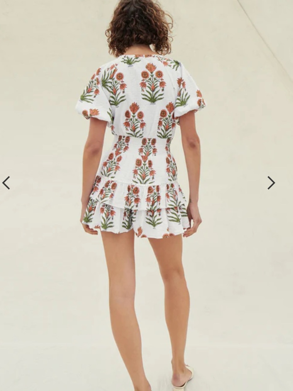 SAYLOR White Dress with Subtle Pink and Olive Floral Accents - Picture 2 of 16